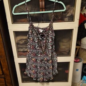 American Eagle Outfitters Floral Lace-Up Romper